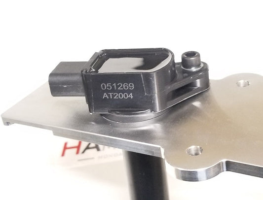 Ignition coil mounting bolts securing a coil to a mounting plate