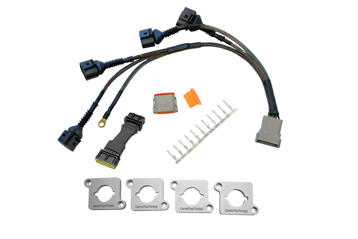 Audi VW 1.8T to 2.0T FSI Coil Conversion Harness Kit – ICM Delete with Billet Adapter Plates (A4, Golf, Jetta, Passat) Carrot Top Tuning