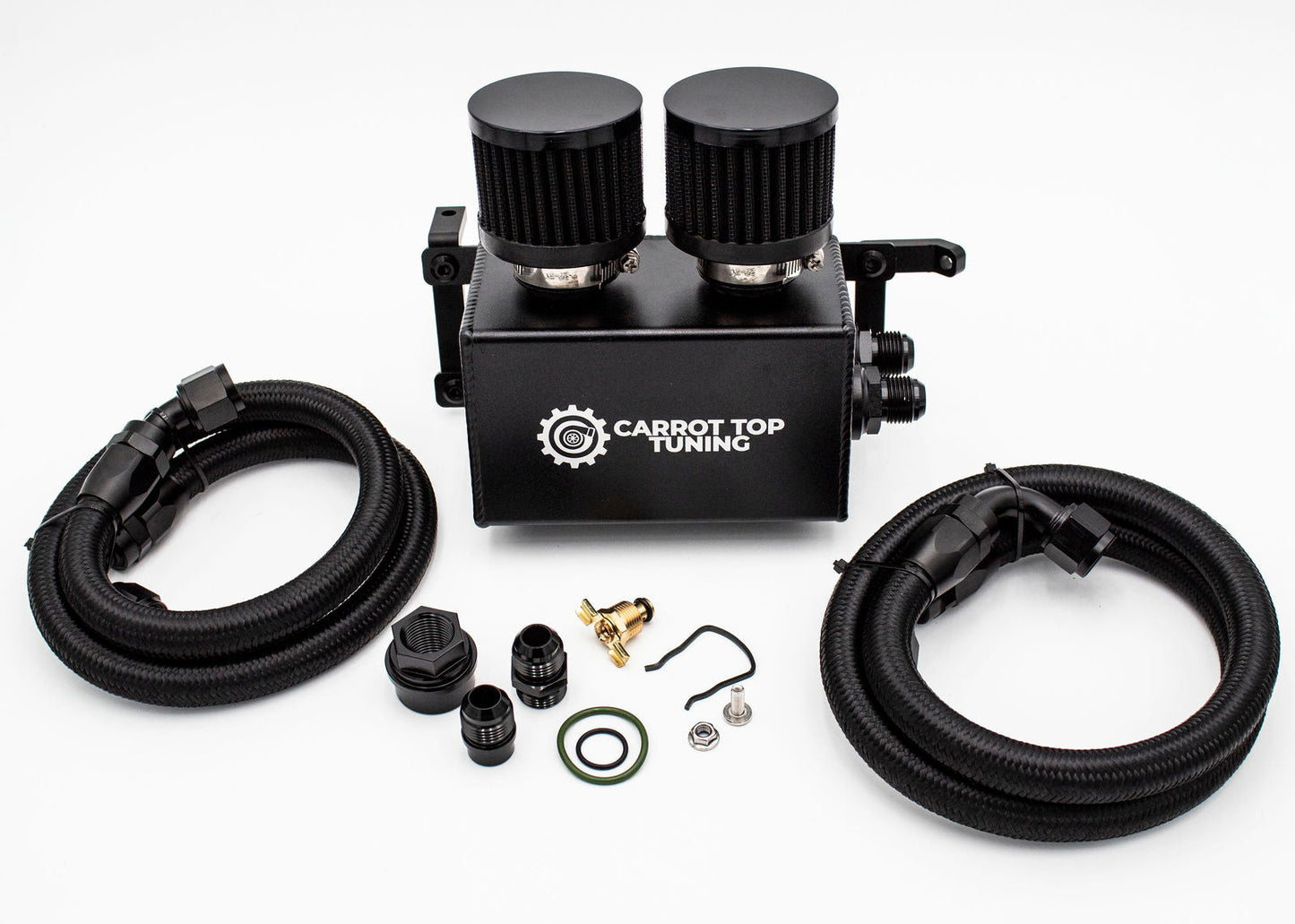 1.8T PnP Dual Breather Oil Catch Can Kit for OEM Stock Valve Cover - VW MK4 Audi TT Carrot Top Tuning