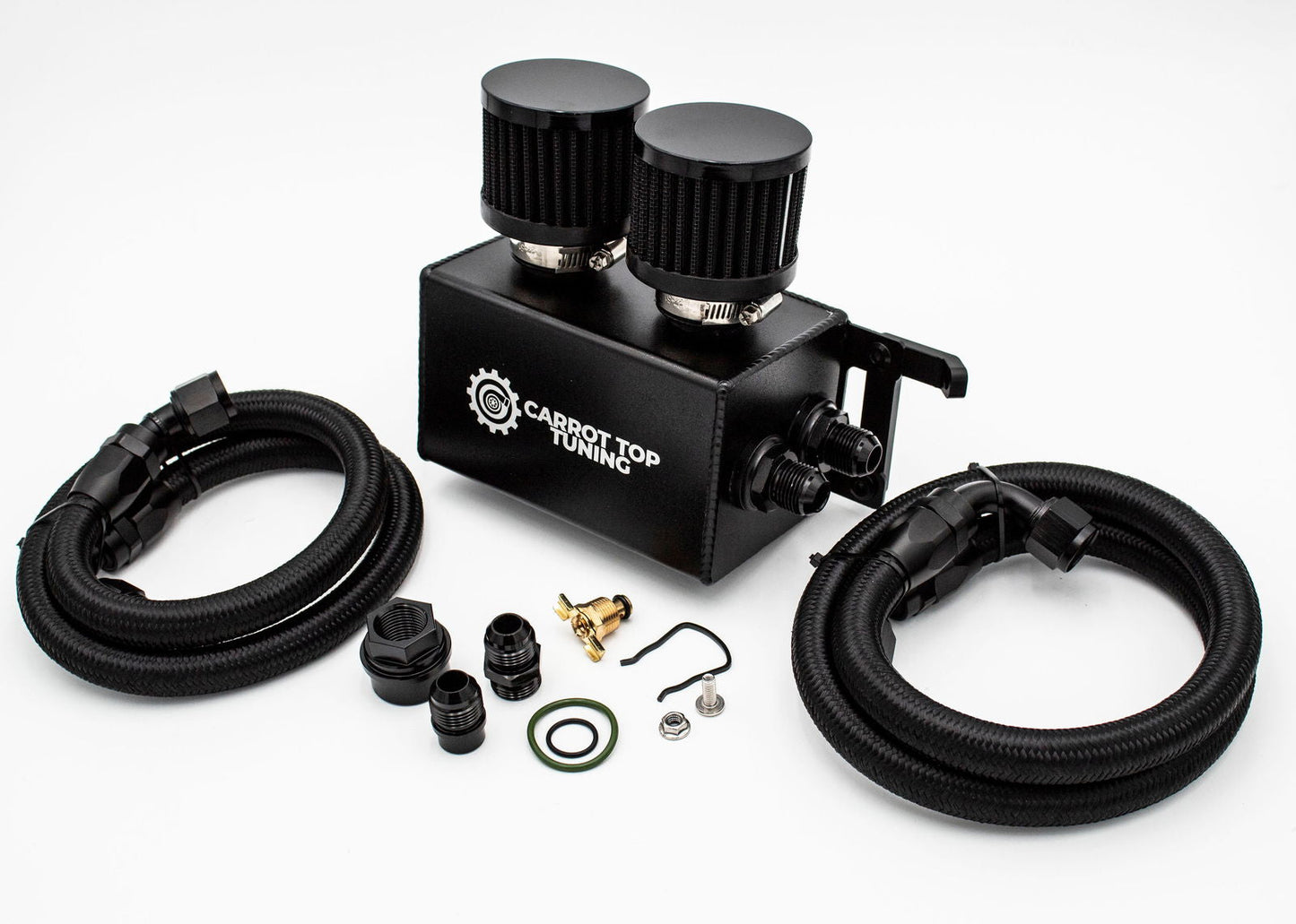 1.8T PnP Dual Breather Oil Catch Can Kit for OEM Stock Valve Cover - VW MK4 Audi TT Carrot Top Tuning