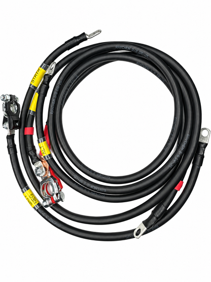 VTI Motorsports Honda power and ground cable kit with black sleeving, battery terminal and labeled cable ends