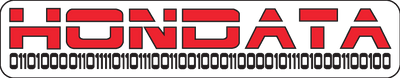 Hondata logo with binary code on a white background