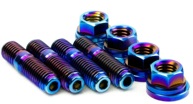 Titanium Turbo to Manifold Stud Kit M10x1.5, 6 Point Nuts, Burnt Color Carrot Top Tuning