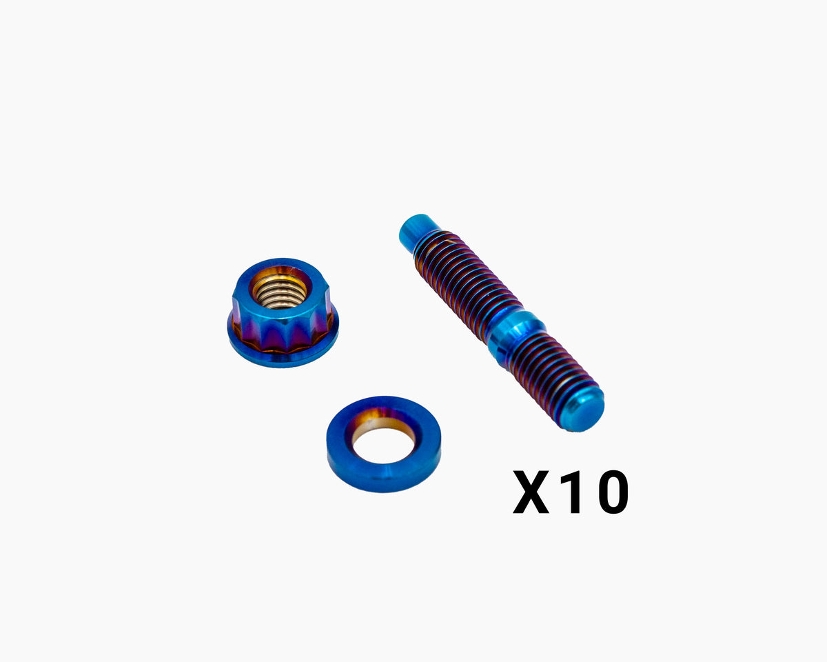 Burnt Titanium Exhaust/Intake Manifold 12pt Stud Kit – M8x1.25x45mm – Honda Acura B/D/F/H/J Series – 10 Piece Set Carrot Top Tuning