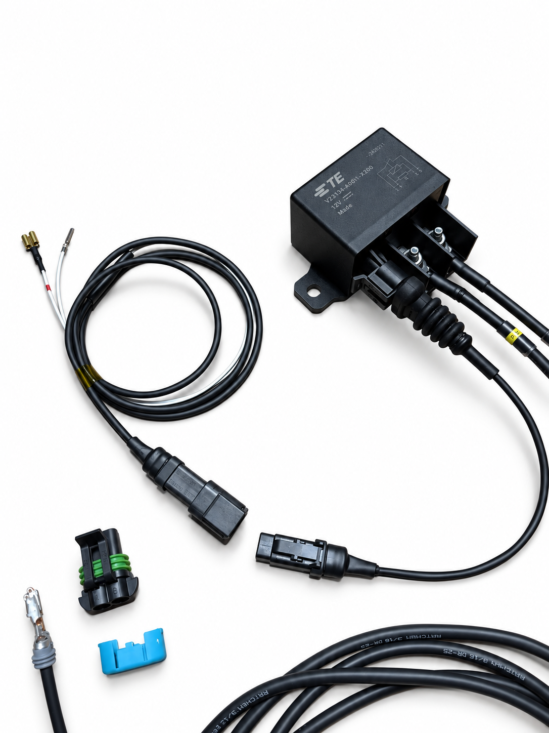 Custom VTI relay kit example showing separate trigger harness and disconnect connectors